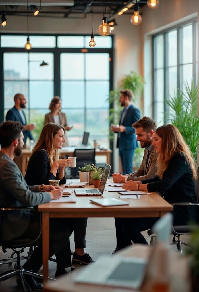 Business professionals collaborating in modern office